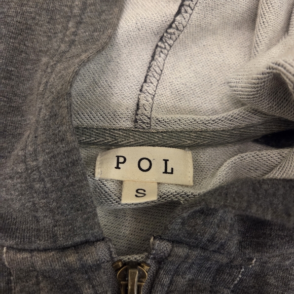 POL Half Zip Grey Hoodie with Boho Grandmacore Crochet Sleeves, Size Small - Picture 4 of 11